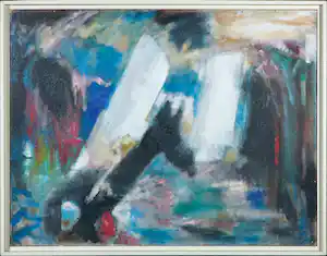 Klaas Boonstra - Olieverf op board, Abstracte compositie - Ingelijst verkauft für € 150!