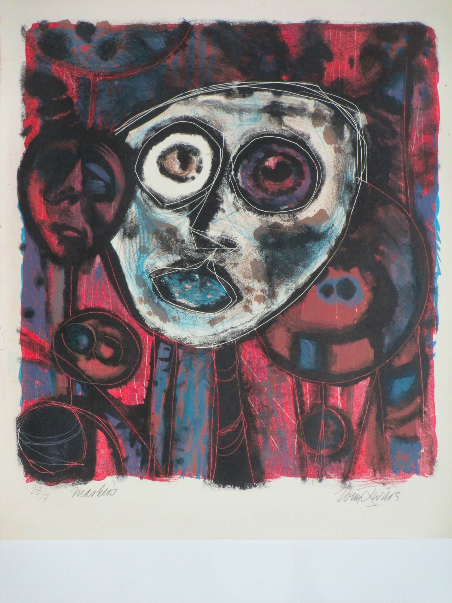 Wim Zwiers - Maskers - Kleurenlitho kopen? Bied vanaf 50!