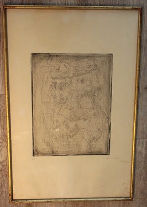 Floris Jespers - Ingelijste ets: Clown met viool kopen? Bied vanaf 225!