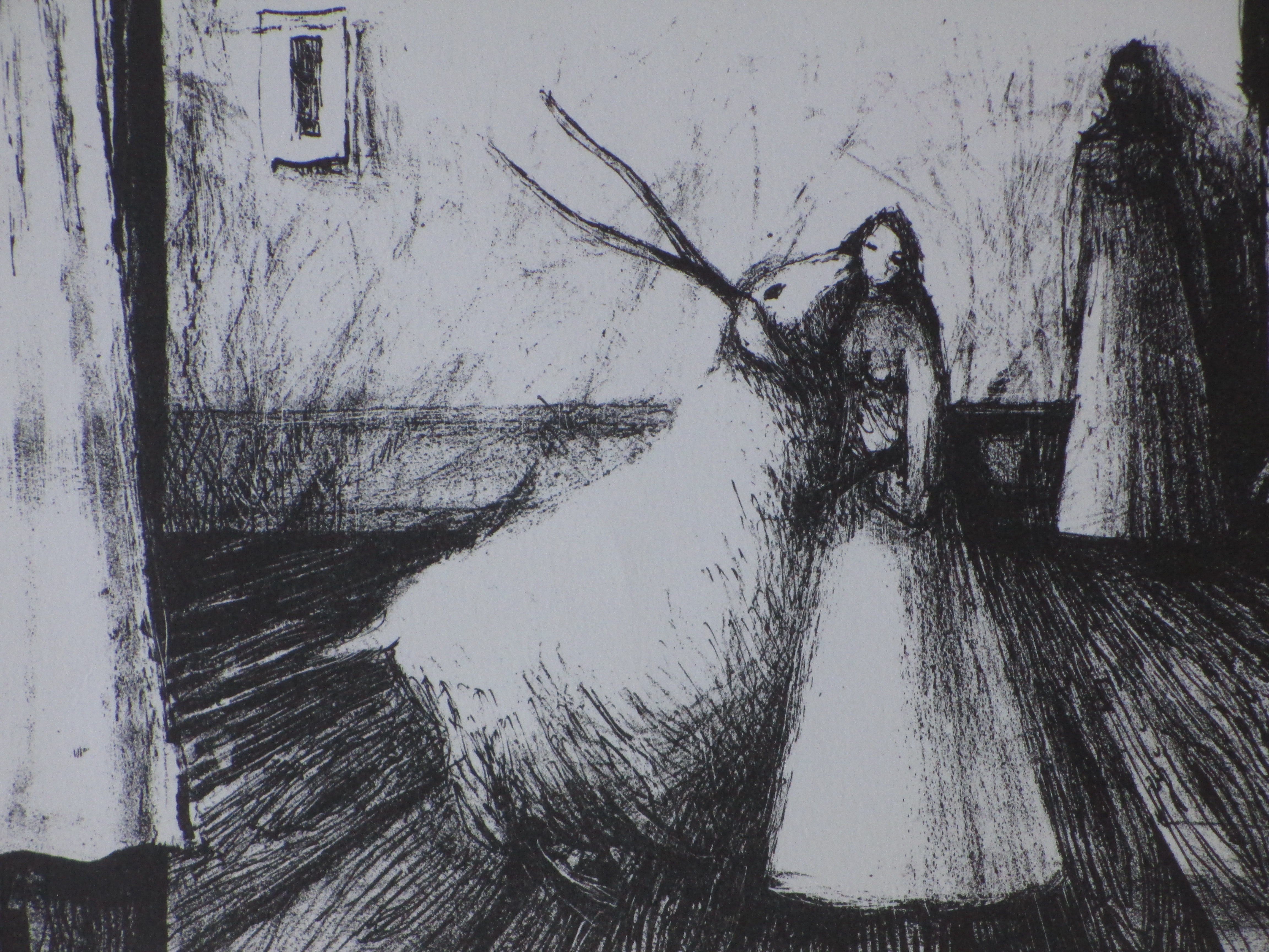 Kees Andrea - Witte geit en personen in interieur - Litho kopen? Bied vanaf 40!