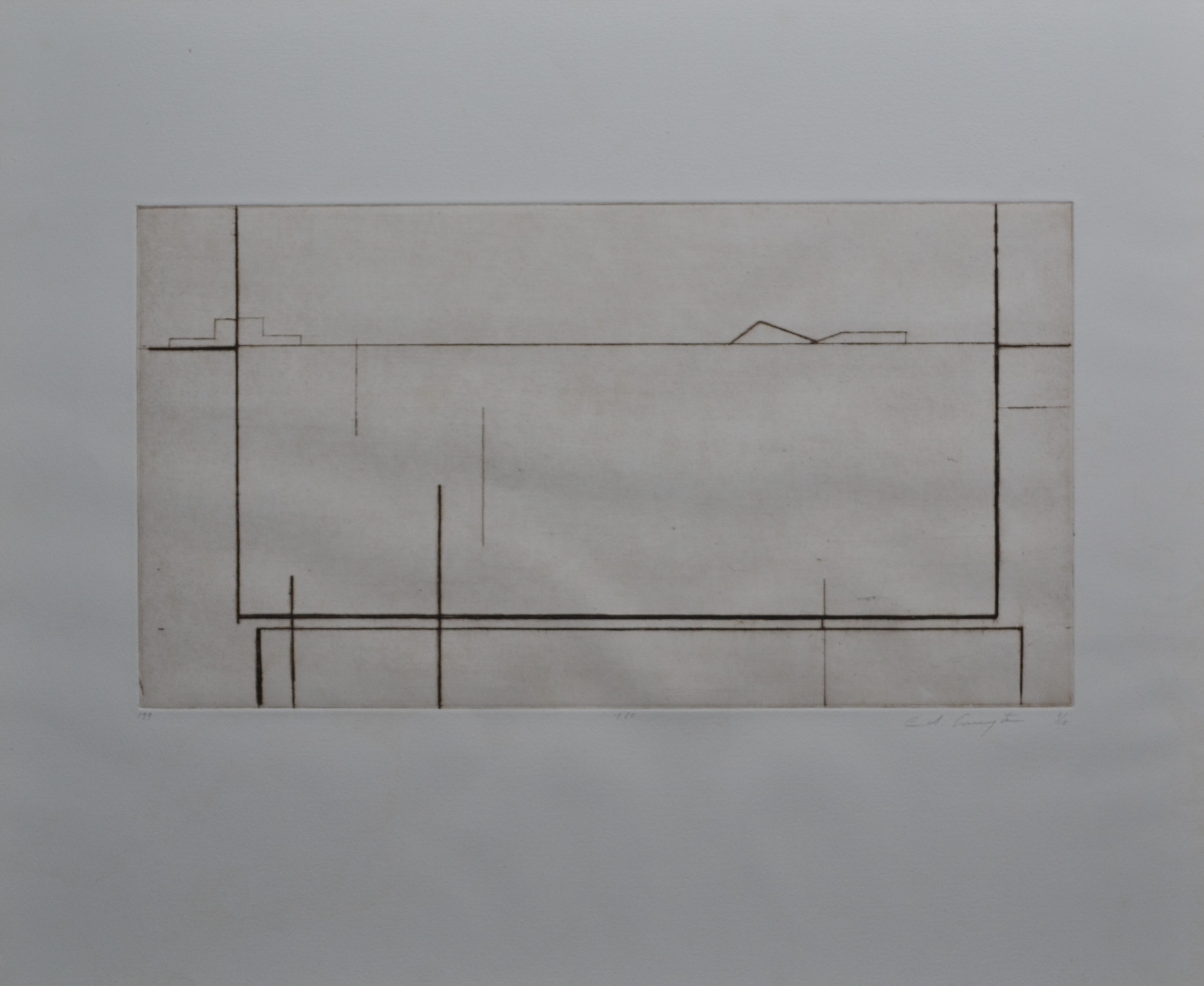 Ed Luijten - Compositie van geometrische, elkaar doorkruisende lijnen - Ets kopen? Bied vanaf 1!