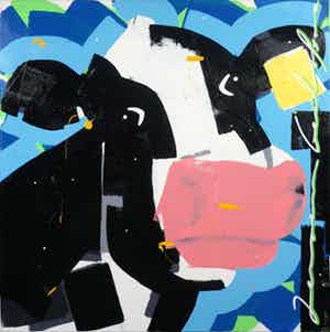 Jeroen Gerlofsma - Acryl op doek, Harrie in het blauw verkocht voor € 40!