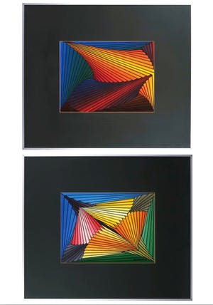 Niet of onleesbaar gesigneerd - Flying Colours - Tweeluik - 2 werken in identieke lijsten kopen? Bied vanaf 10!