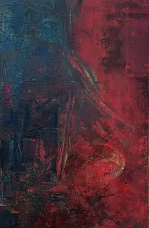 Silvin Bronkart - Seltenes abstraktes Ölgemälde auf Leinwand aus dem Jahr 1961 „Connivence“ kopen? Bied vanaf 1900!