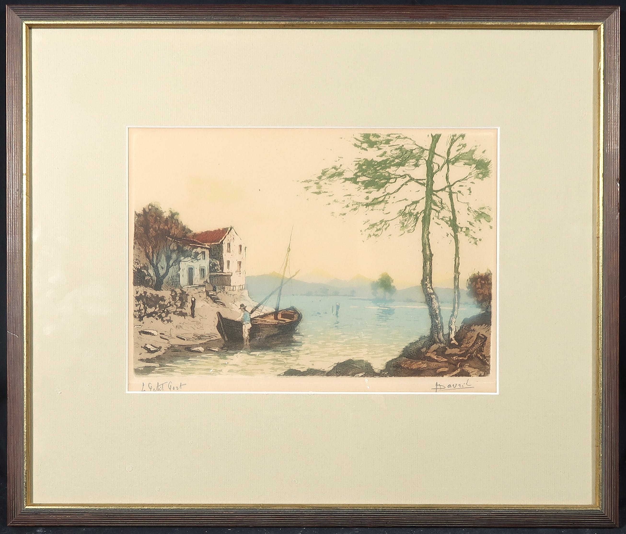 Lucien Dasselborne - Lot van 2 kleurenetsen, Landschap - Ingelijst kopen? Bied vanaf 1!