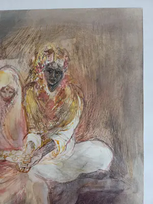 Cees Bantzinger - Echtpaar. Gemengde techniek. Noord Afrika? kopen? Bied vanaf 149!