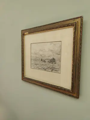 Hendrik Willem Mesdag - Originele schets "Op het Land" - Houtskooltekening kopen? Bied vanaf 750!