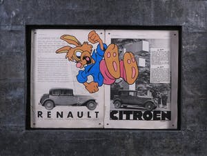 Jan Bollaert - Acryl op papier, Renault Citroën - Ingelijst kopen? Bied vanaf 1!