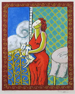 Jacques Tange - Zeefdruk, Domestic animal - Ingelijst kopen? Bied vanaf 60!