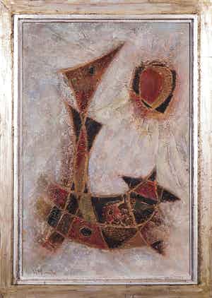 Henk Munnik - Gemengde techniek op board, Zonder titel - Ingelijst verkocht voor € 1!