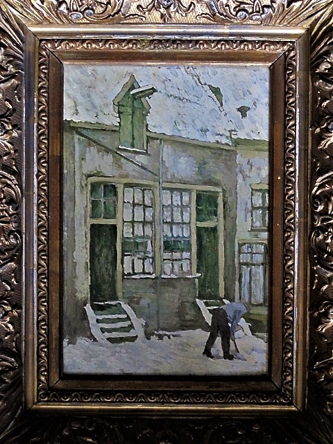 Niet of onleesbaar gesigneerd - oud olieverf "Amsterdam de Jordaan - man ruimt sneeuw" ongesigneerd kopen? Bied vanaf 1!