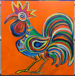 Maya Wildevuur - Acryl op doek, Haan (Groot) kaufen? Bieten Sie von 450!