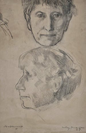 Kees Verwey - Krijttekening, Dubbele portrettekening kopen? Bied vanaf 280!