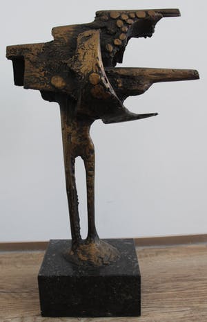 Wim Rijvers - Brons beeld met goudkleurige platina: Op weg - 1979(Unicum!!) kopen? Bied vanaf 850!