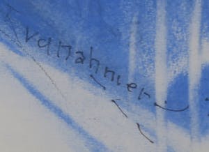 Theo van der Nahmer - Krijt op papier, Lady in Blues - Ingelijst kopen? Bied vanaf 1!