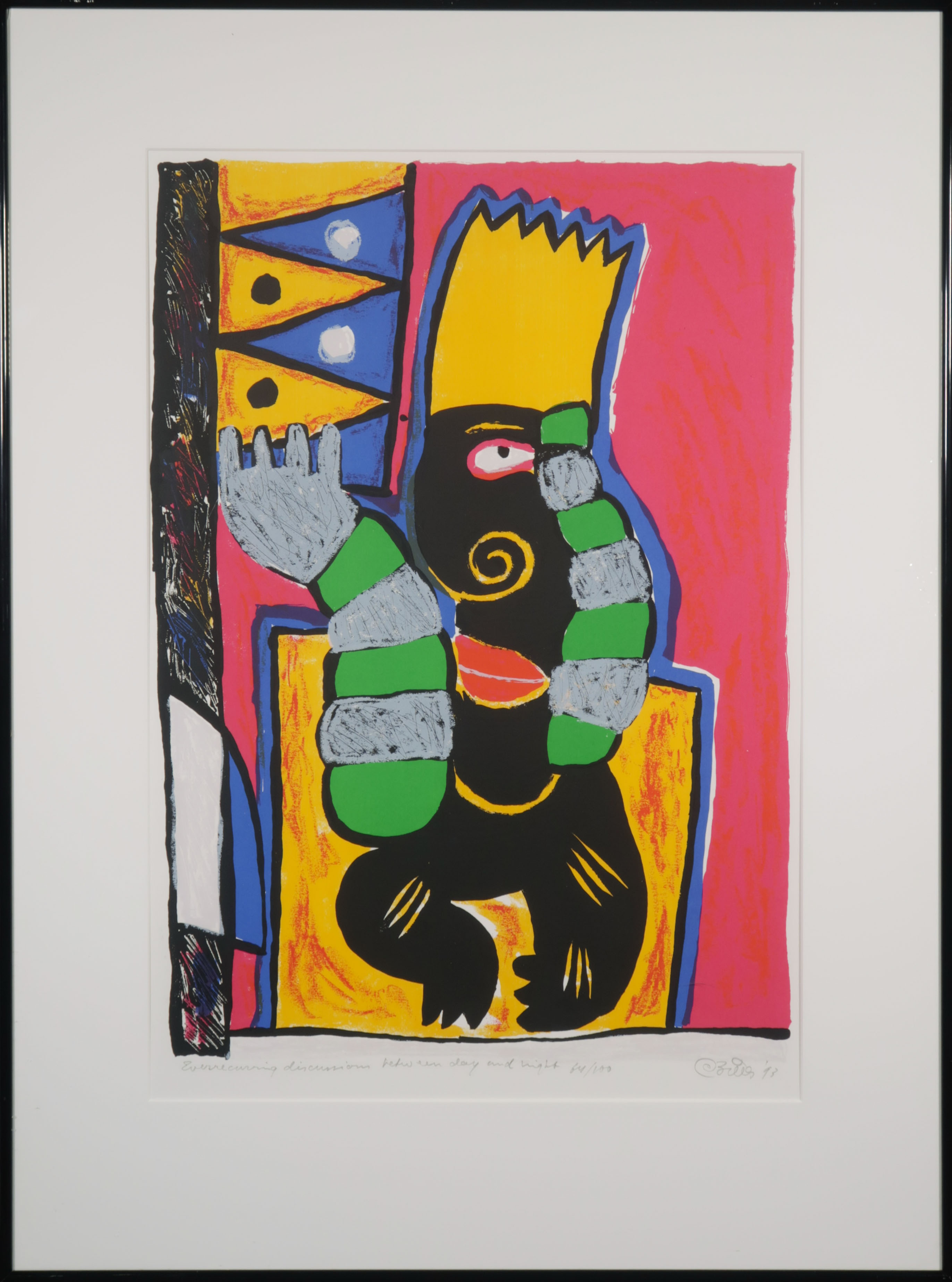 Clemens Briels - Zeefdruk, Everecurving Discussing - Ingelijst kopen? Bied vanaf 80!