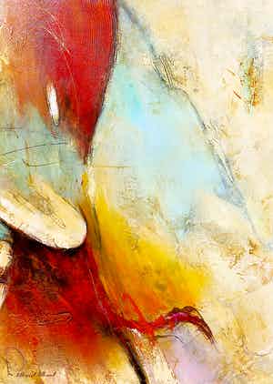 Gabriela Villareal - Abstracte compositie, acrylverf op doek (groot, netjes ingelijst) verkocht voor € 300!