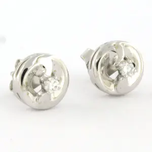 14k wit gouden oorknoppen bezet met briljant geslepen diamant tot. 0,12ct kopen? Bied vanaf 340!