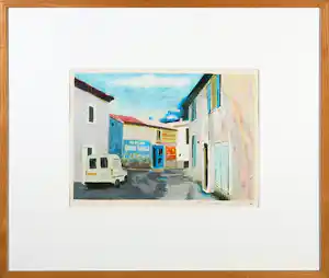 Willem Brauck - Zeefdruk, Grand Garage - Ingelijst verkocht voor € 35!