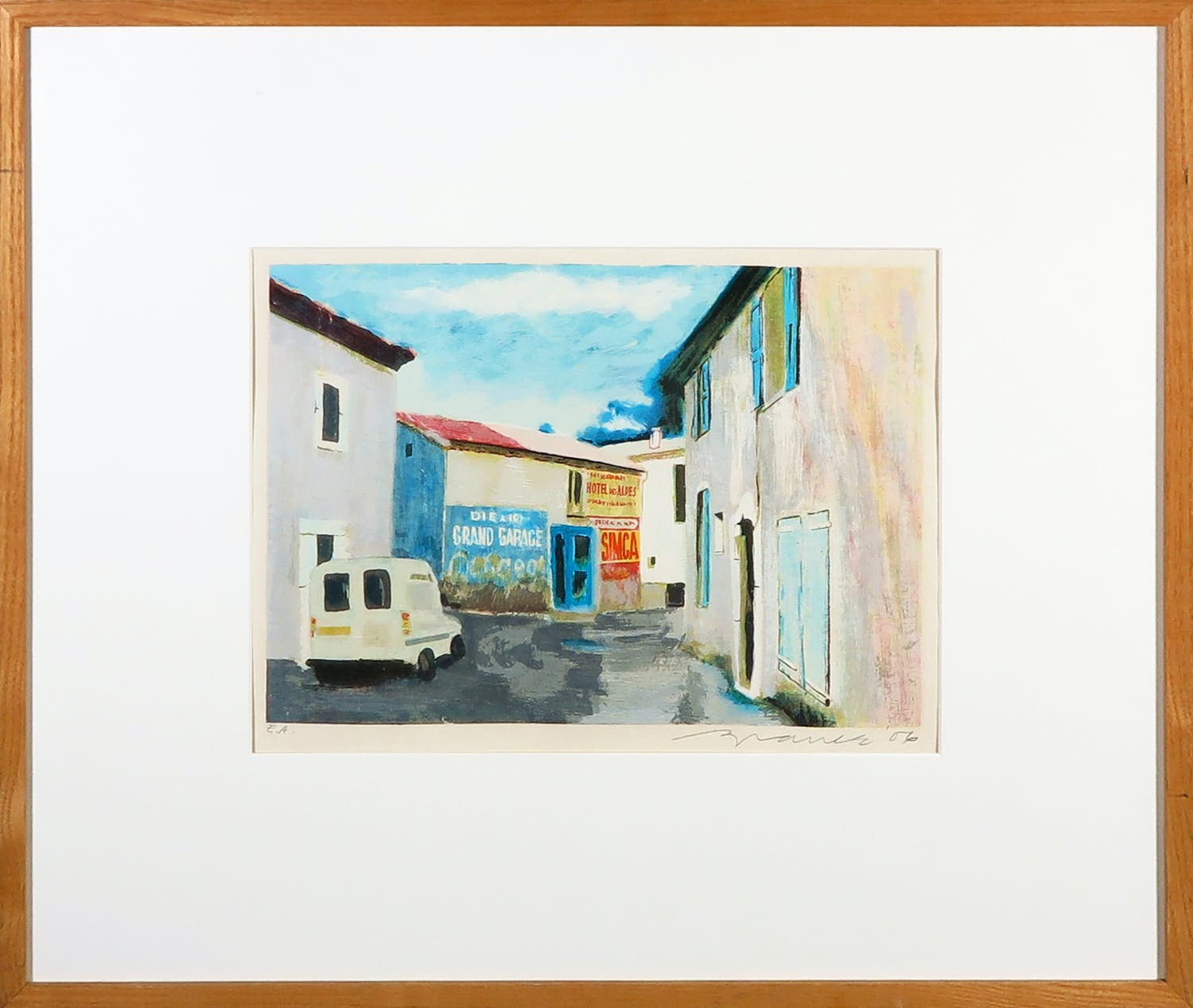 Willem Brauck - Zeefdruk, Grand Garage - Ingelijst verkocht voor € 1!