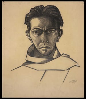 Joe Wols - Krijttekening, Portret jonge man kopen? Bied vanaf 1!