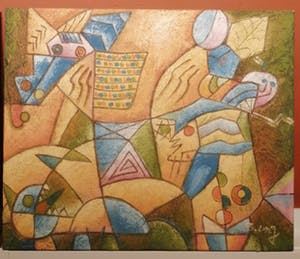 Niet of onleesbaar gesigneerd - 2 werken - ongetiteld - abstract kopen? Bied vanaf 1!