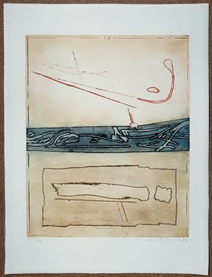 Jan Montyn - Onder en boven de rivier, aquatint ets kopen? Bied vanaf 1!