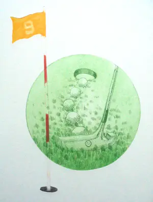 Leentje Linders - Golf.Prachtig kleurgebruik en mooi ingelijst. kopen? Bied vanaf 125!