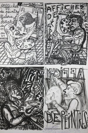 Robert Combas - Gesigneerd affiche met tekening - Ingelijst (Groot) kopen? Bied vanaf 1!