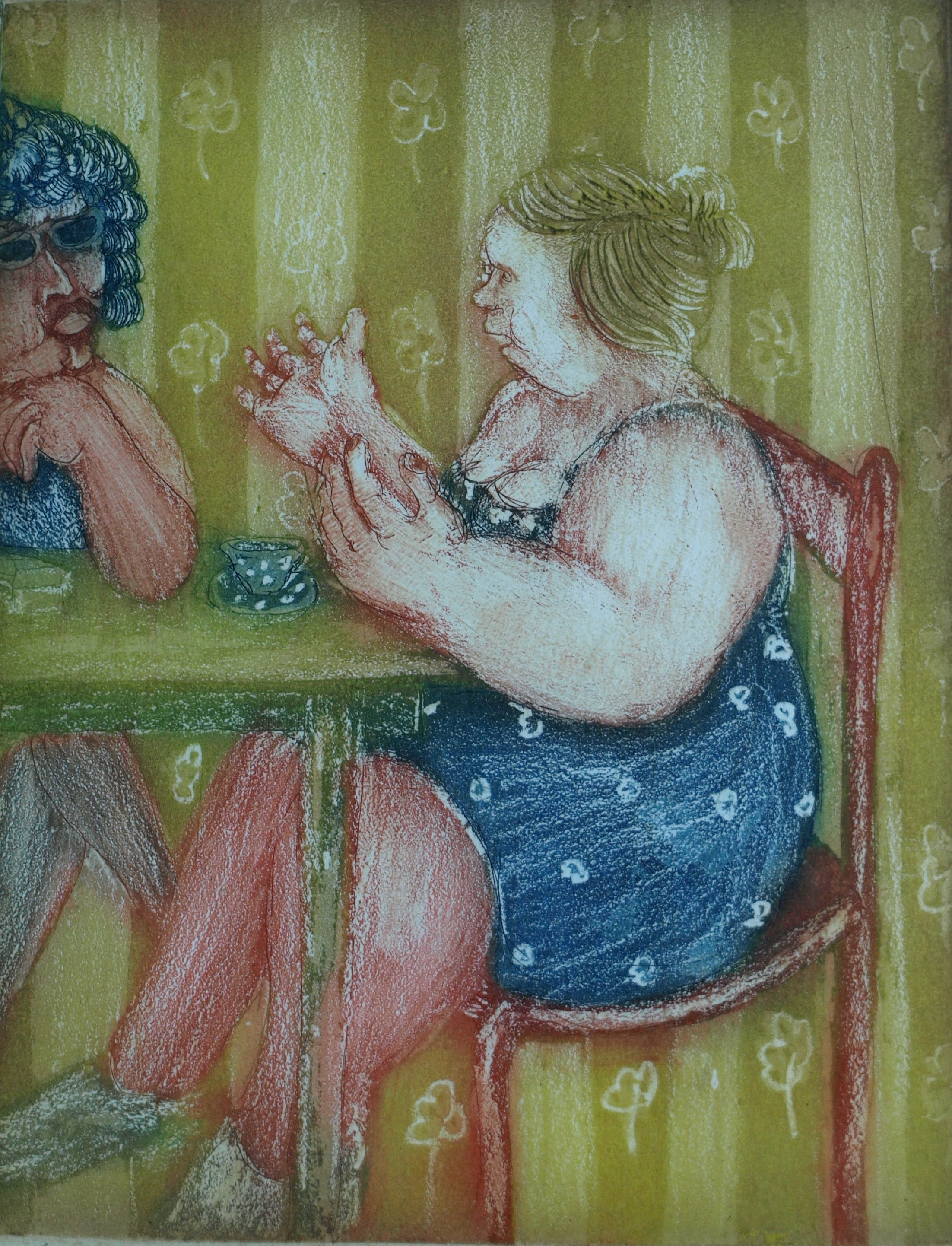 Wim Worm - Ets , Mary II, Aan tafel – gesigneerd en ingelijst – 1971  kopen? Bied vanaf 25!