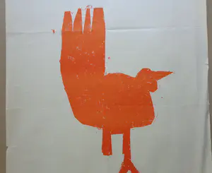 Anton Heyboer - ORANJE VOGEL / KLEURZEEFDRUK / 90x65cm / AFFICHE kopen? Bied vanaf 1!