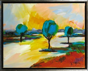 Gerda Elfring - Olieverf op doek, Landschap met bomen - Ingelijst kopen? Bied vanaf 1!