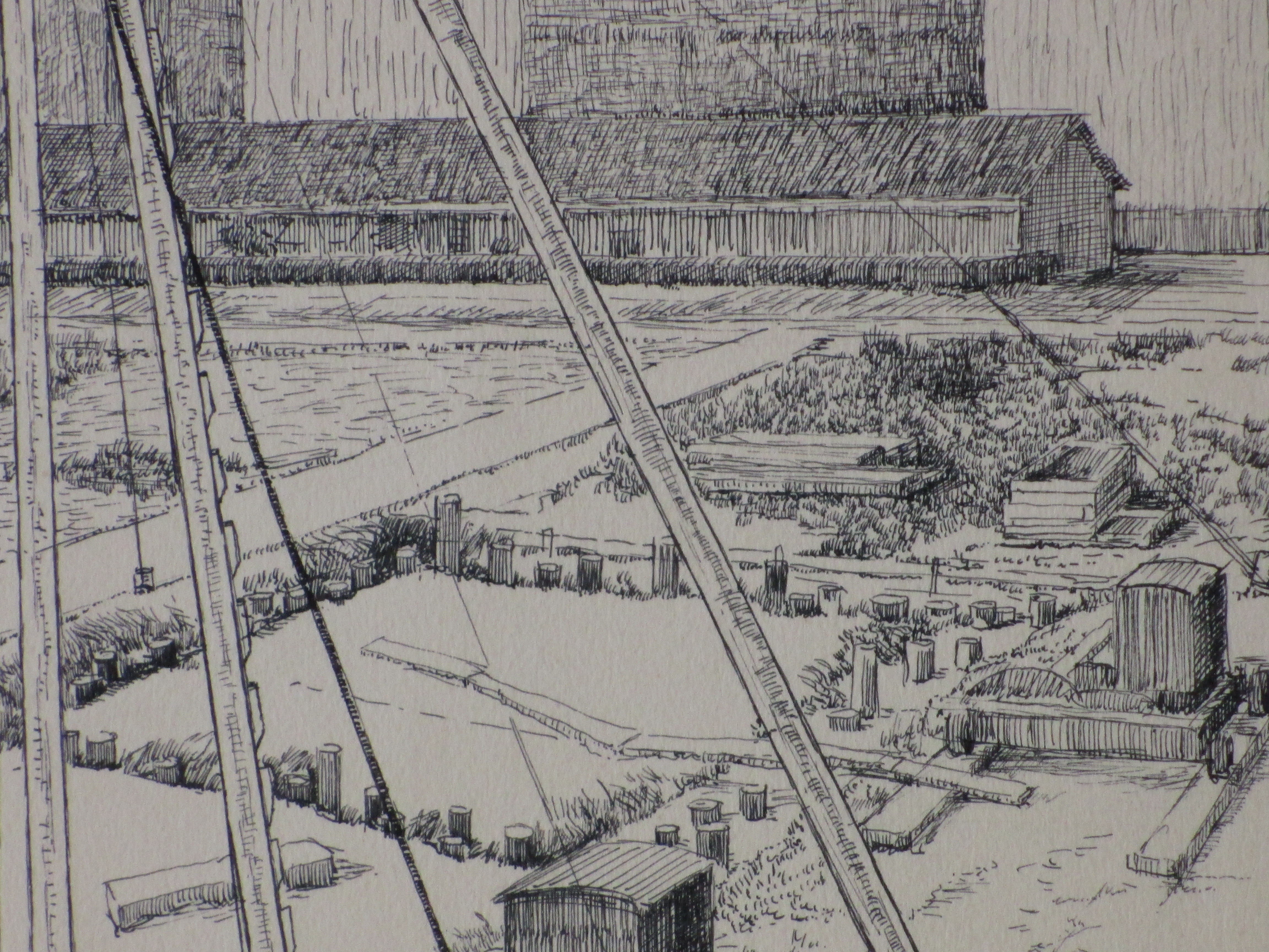 Jan Battermann - Het oprukken der bebouwing - Inkttekening kopen? Bied vanaf 1!