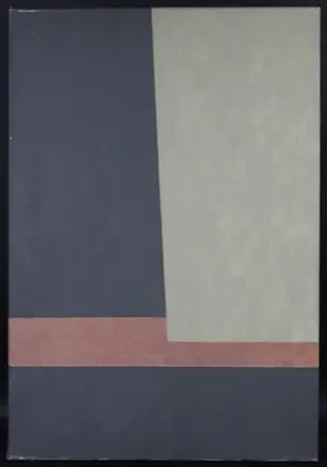 Rien Monshouwer - Acryl op doek, Geometrische compositie met roze en grijs kopen? Bied vanaf 40!