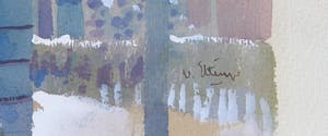 Carel van Ettinger - Aquarel. Binnenplaats met sneeuw kopen? Bied vanaf 1!