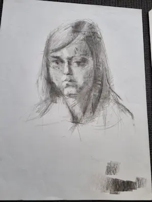Jo Manders - Portret schetsen kopen? Bied vanaf 15!