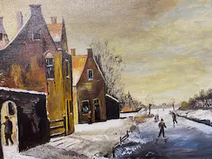 Niet of onleesbaar gesigneerd - schaatsen op de sloot kopen? Bied vanaf 1!