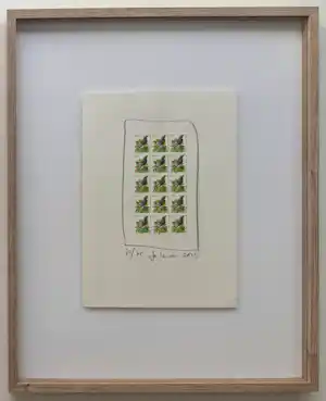 Jan Henderikse - handgesigneerde collage | 'Postzegels 1 cent' | 2004 kopen? Bied vanaf 325!