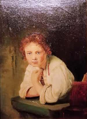 Niet of onleesbaar gesigneerd - Hollandse School 20e eeuw - naar Rembrandt - Jong meisje aan het venster verkocht voor € 10!