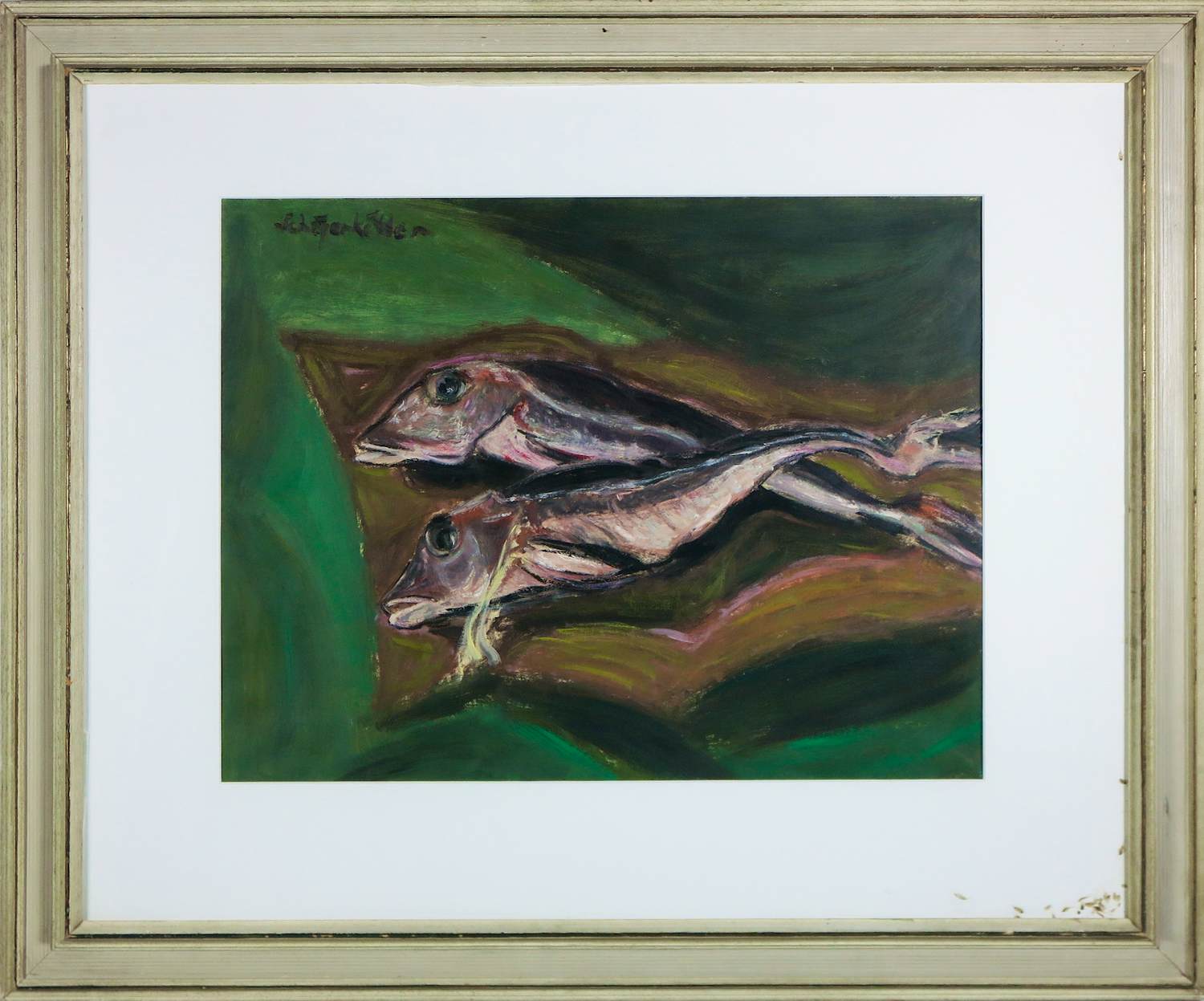 Buy Gerard Schaperkotter - Olieverf op papier, Stilleven met vissen - Ingelijst? Bid from 50!