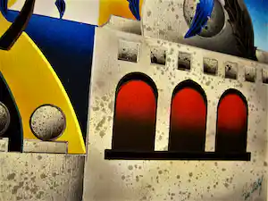 Kino Mistral - Magisch realistisch olieverf "Paesaggio nel Blu" met gesigneerde catalogus verkocht voor € 69!