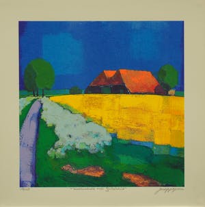 Jentsje Popma - Koolzaadveld met fluitenkruid. kopen? Bied vanaf 90!