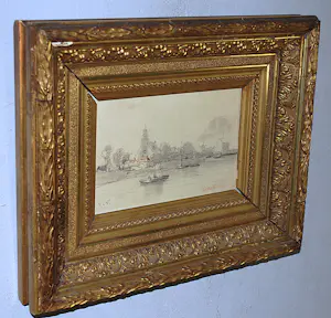 Salomon Leonardus Verveer - Gezicht op Lekkerkerk - tekening, rond 1850 kopen? Bied vanaf 195!