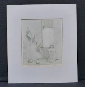 Wout van Vliet - Stilleven met tak van lampionplant - Gesigneerd - 2 kleurenets kopen? Bied vanaf 35!