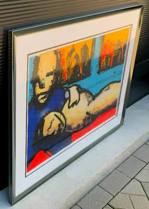 Herman Brood - grote ingelijste zeefdruk: Metro lovers kopen? Bied vanaf 695!