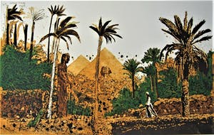Simon Koene - Egyptisch landschap met godenbeeld kopen? Bied vanaf 85!
