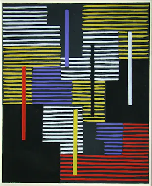 Adolf Fleischmann - Abstracte compositie - 1952 - Sjabloon in gouachekleuren kopen? Bied vanaf 120!