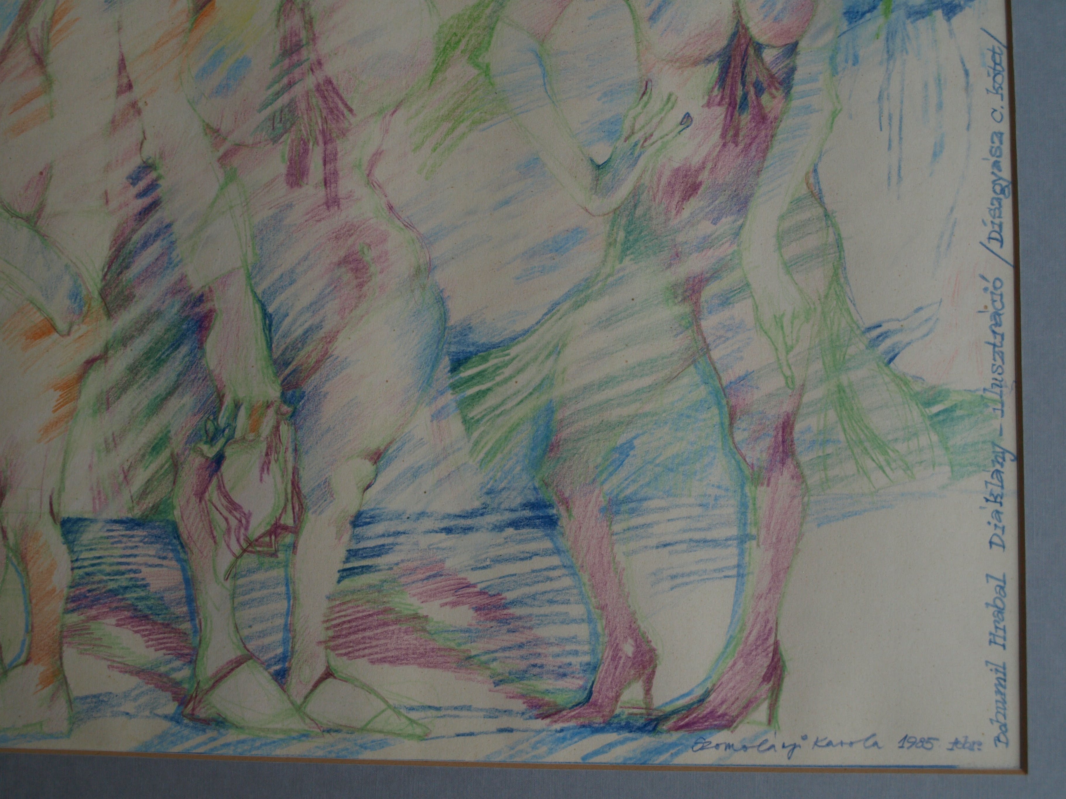 Niet of onleesbaar gesigneerd - Tekening , “Roddelende dames” – gesigneerd – 1985 kopen? Bied vanaf 1!