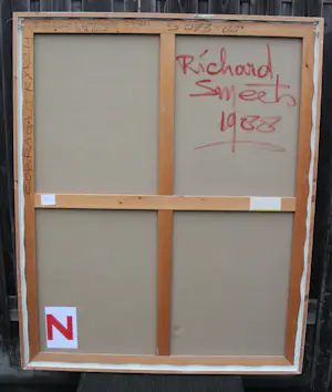 Richard Smeets - groot olieverf op doek: vrouw met bloemen - 1988 kopen? Bied vanaf 1000!