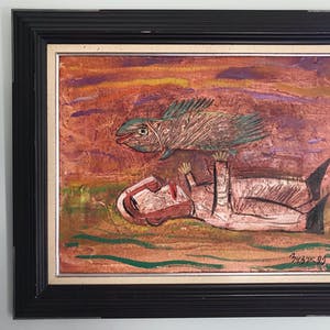 Roman Zuzuk - Typisch werk - 'Man met vis' - Gesigneerd - 1999 kopen? Bied vanaf 175!